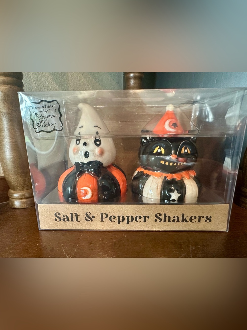 Johanna Parker Salt & Pepper Shakers Ghost Cat